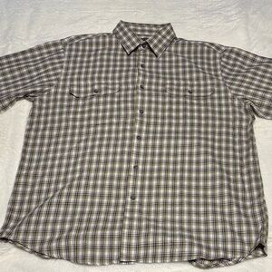 George Men's Casual Plaid Shirt - Gray and Cream